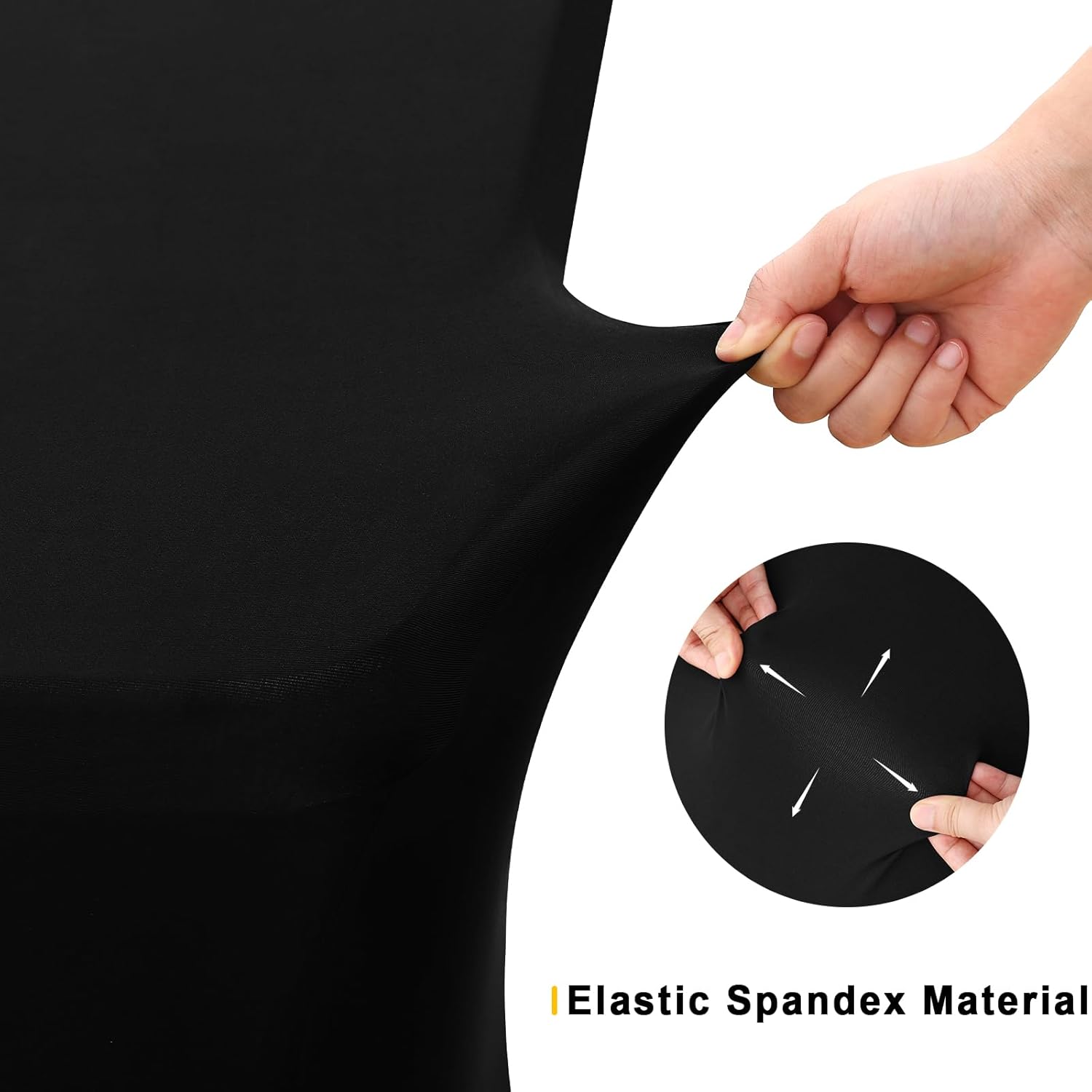Smiry 10 Pack Spandex Table Cloth 8FT, Elastic Fitted Stretch Tablecloths, Washable and Wrinkle Free Rectangular Patio Table Cover for Outdoor, Wedding, Banquet & Parties (Black, 96Lx30Wx30H Inch)