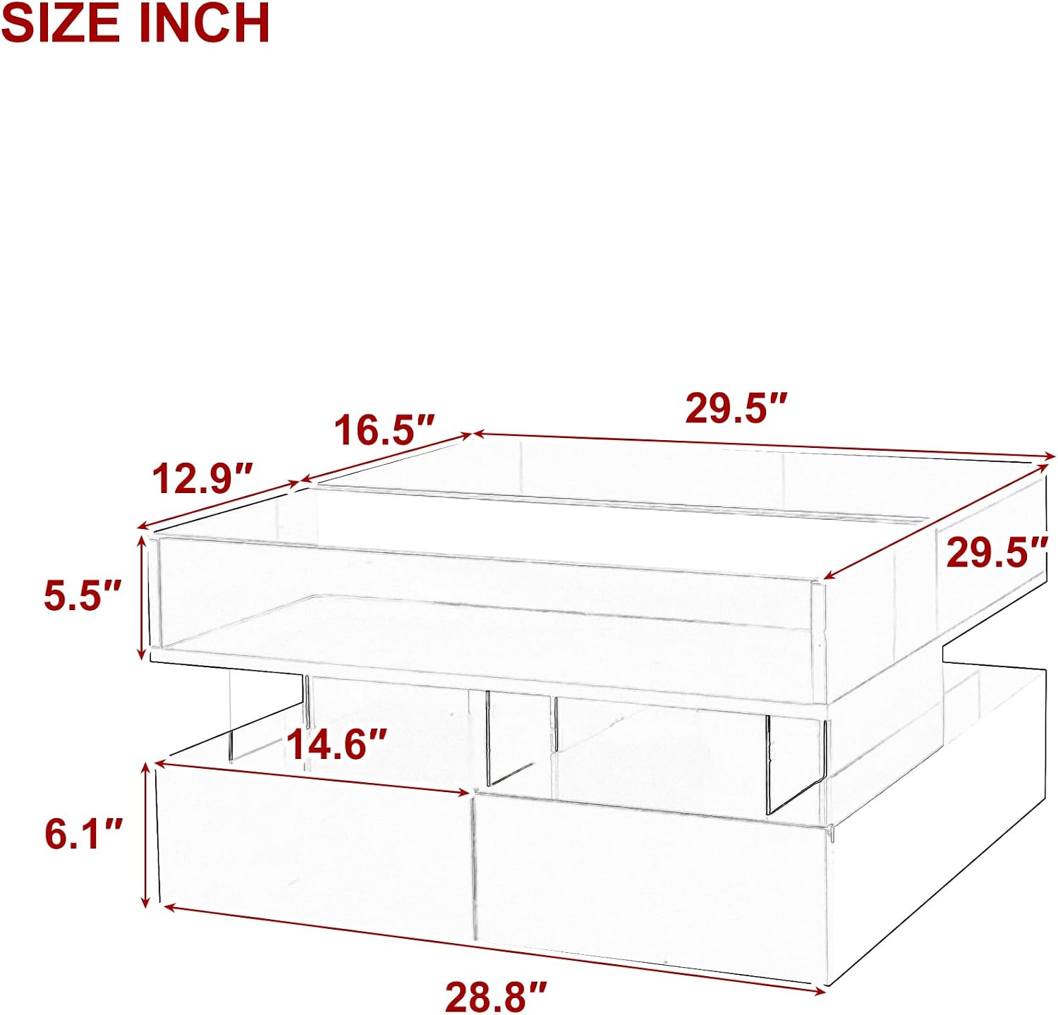 High Gloss LED Square Coffee Table 29.5-Inch Modern Lift-Top Center Cocktail Table with Storage & Glass Top for Living Room, Black