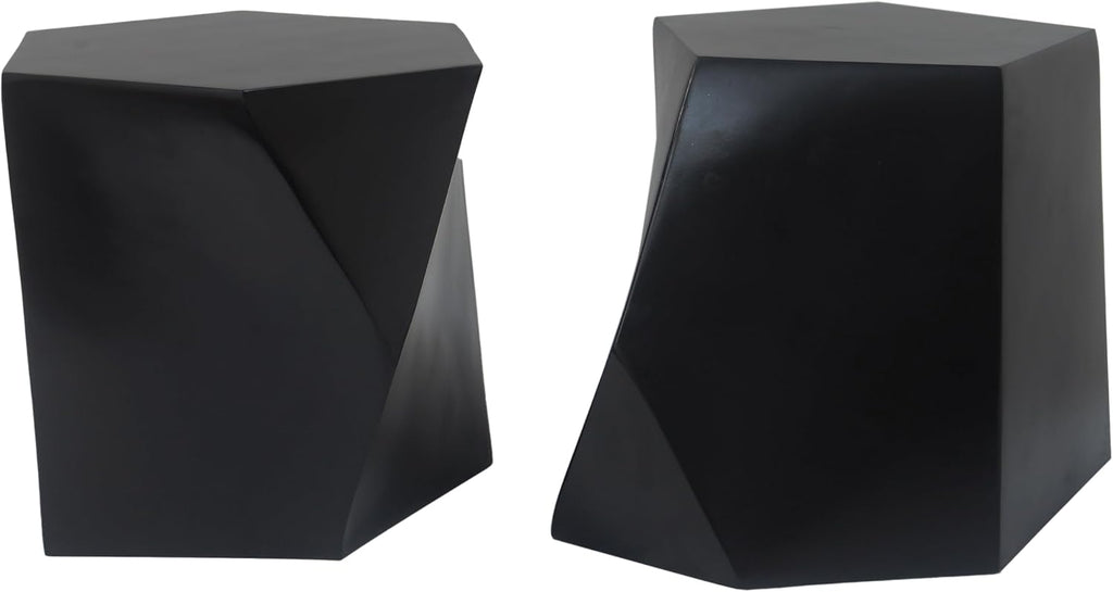 Merax Modern Mgo Coffee Table Set, 2 Piece Geometric Side Table Includes 1 Pentagon-Topped Table & 1 Hexagon-Topped Table for Living Room Office, Black