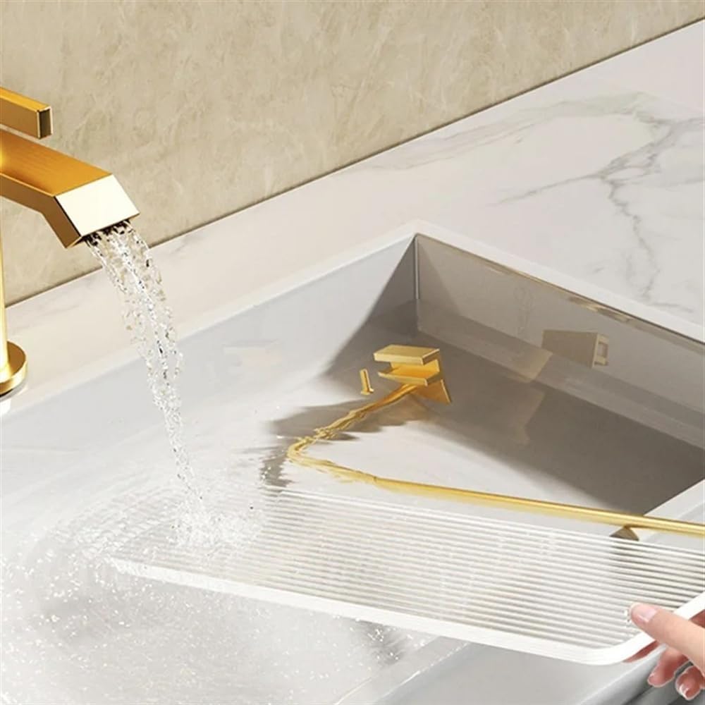 Shower Shelf Organizer, Shower Shelf with Towel Bar for Bathroom, Wall Mounted Acrylic Shower Shelf with Gold Fence, Modern Aluminum Shower Organizer