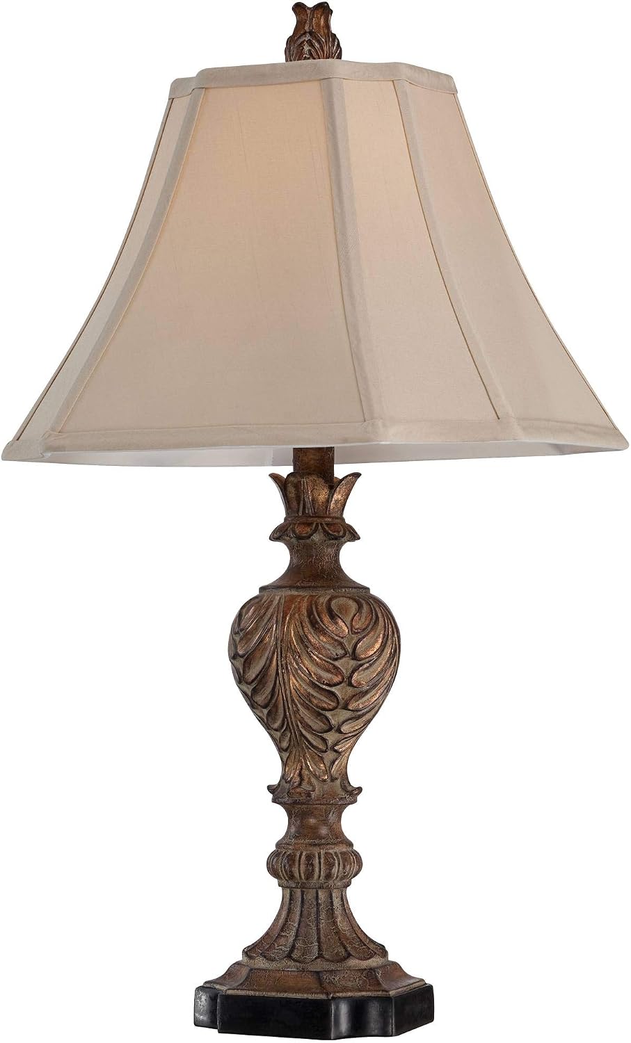 Regency Hill Regio Traditional Rustic Table Lamps 25.5' High Set of 2 Deep Espresso Aged Brown Leaf Tan Fabric Square Bell Shade for Cottage Core Living Room Bedroom House Bedside Nightstand Home
