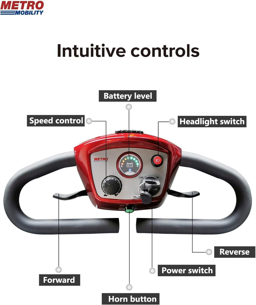 Folding Mobility Scooter for Seniors 4 Wheel Scooter for Adults Electric Medical Scooter Compact for Travel - Electric Powered Wheelchair Device - Compact Heavy Duty Mobile(M1 Red)