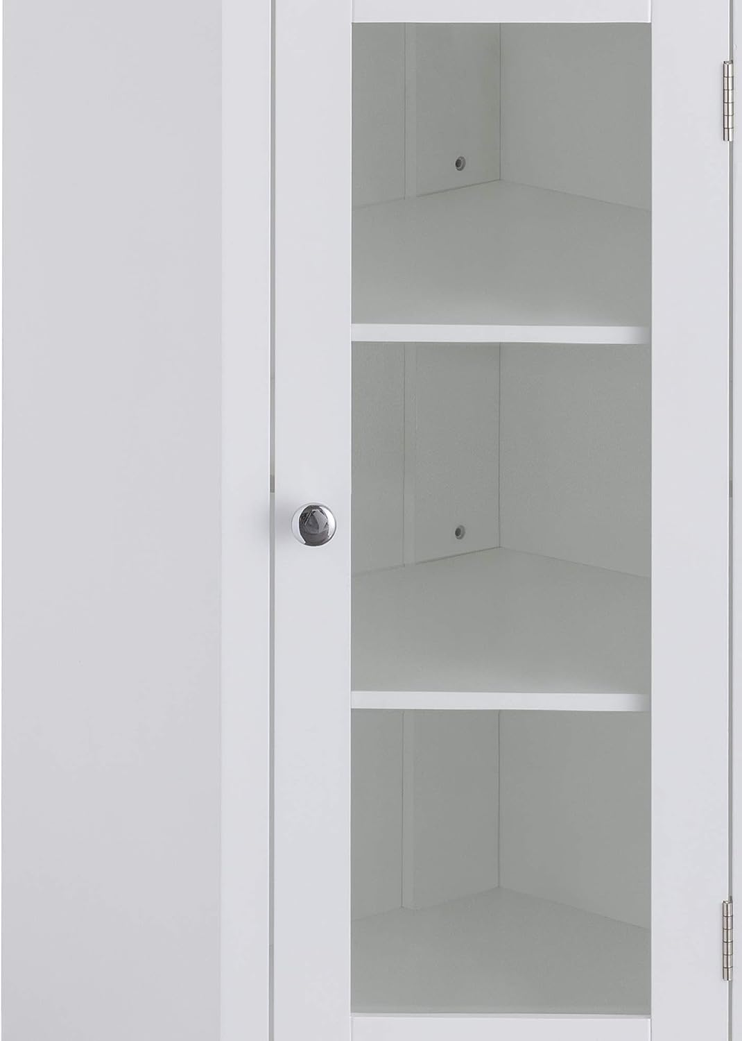 Teamson Home Madison Bathroom Corner Floor Cabinet, Freestanding Narrow Storage Corner Cabinet with Tempered Glass Panel and Adjustable Shelves, White