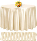 fani 12 Pack 120 Inch Champagne Satin Tablecloth - Premium Bright Silky Round Tablecloth Overlay Smooth Fabric Table Cover, Table Decoration for Wedding Party Banquet Events Restaurant Kitchen Dining
