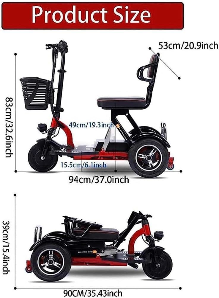 Mobility Scooter Electric, Foldable Lightweight 3-Wheel Mobility Scooter Mobility Scooters Adults with Seat for Adults Elderly Travel Friendly - Ultra Lightweight
