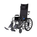 Medline Reclining Wheelchair, 18', with Elevating Leg Rests, Durable Vinyl, 300 lb. Weight Limit, Reclines 90 to 140 Degrees