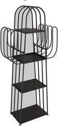 Metal Bookshelf 4-Tier Bookshelf Floor-Standing Open Bookshelf Storage Corner Shelf Display for Living Room, Bedroom (Black)
