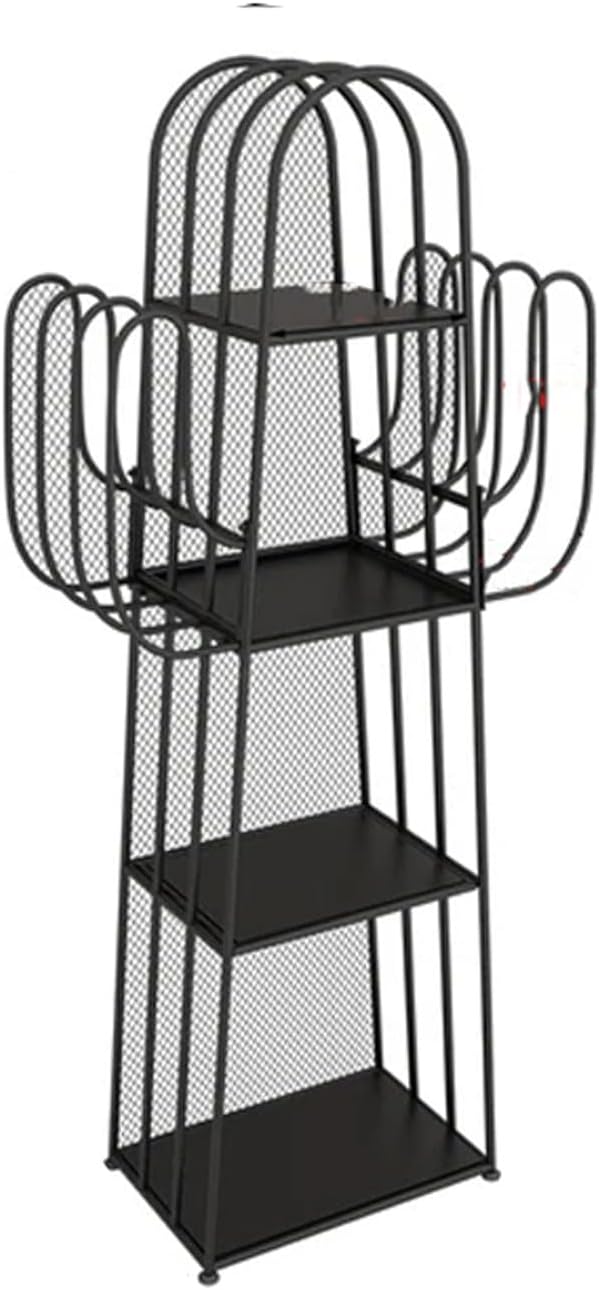 Metal Bookshelf 4-Tier Bookshelf Floor-Standing Open Bookshelf Storage Corner Shelf Display for Living Room, Bedroom (Black)
