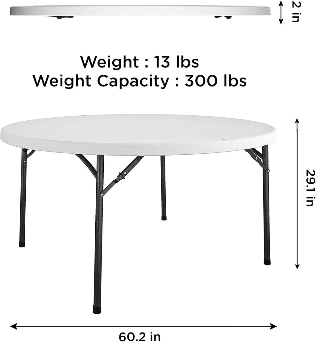 COSCO Commercial 5' (60') Round Blow Mold Table, White