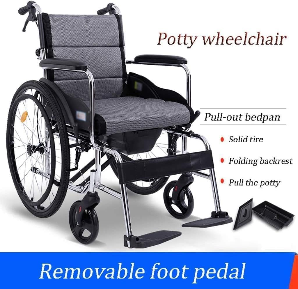 Wheelchair Foldable, Self-Propelled with Adjustable Pedals Non-Pneumatic Tire Honeycomb Breathable Cushion Disabled/Elderly Push Scooter,Portable
