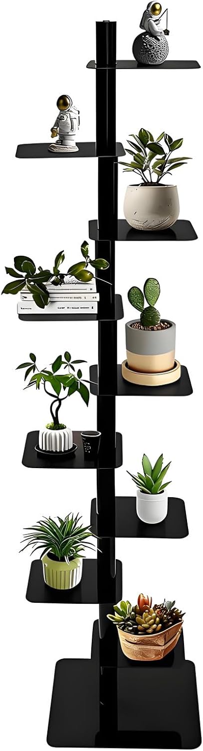 360° Rotating Bookshelf, 9-Tier Metal Spine Book Tower, Floor Standing Narrow Corner Bookcase - Space-Saving Storage,Tower Bookshelf for Living Room, Bedroom Black