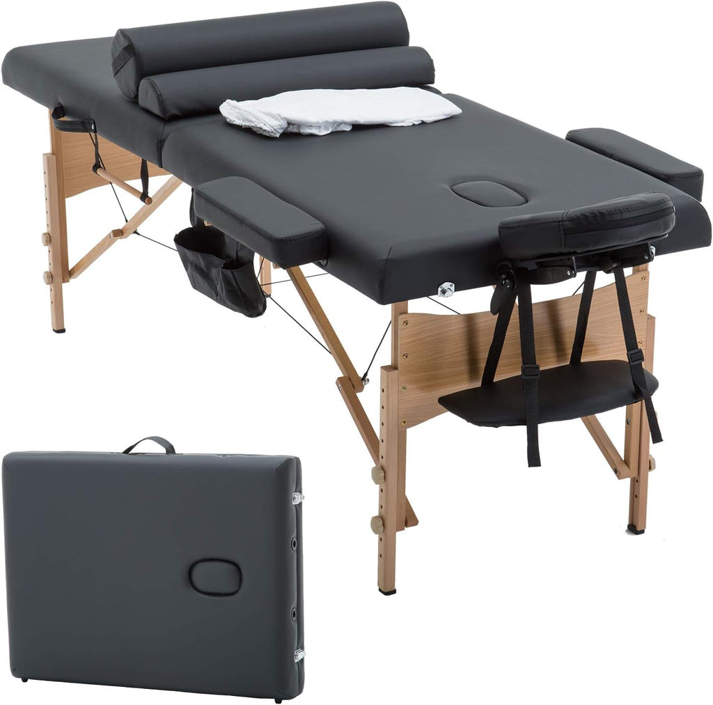 BestMassage Table Massage Bed Spa Bed 73 Inch Heigh Adjustable 2 Folding Portable Massage Table W/ Carry Case Salon Bed