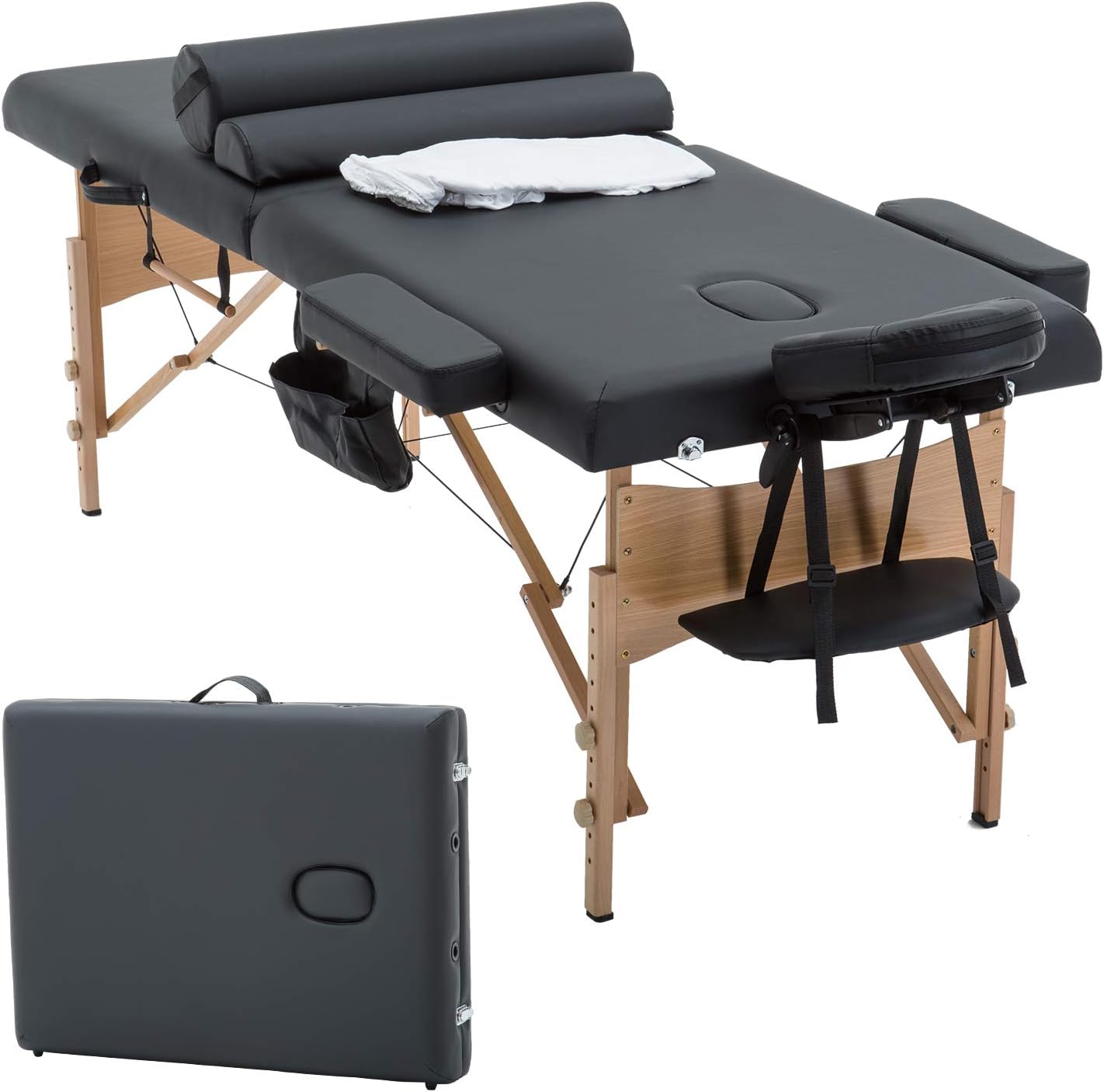 BestMassage Table Massage Bed Spa Bed 73 Inch Heigh Adjustable 2 Folding Portable Massage Table W/ Carry Case Salon Bed