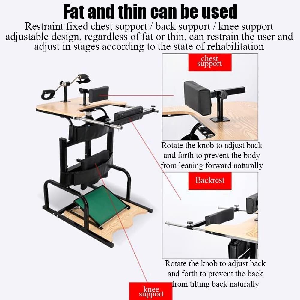 Standing Walk Aid Stand Lower Limb Rehabilitation Equipment Inclined Plate 6-Speed Adjustment Height Adjustment with Forearm Trainer for Disabled with Cerebral Palsy/Disability (Color : Black)