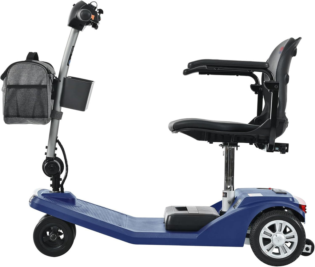 Mobility Scooters for Seniors & Adults 350 Lb Weight All Terrain,Lightweight 4-Wheel Powered Mobile Scooter,Foldable Disability Electric Wheelchair,Luxury Seat,w/Led Lights,15Miles,5MPH,Blue
