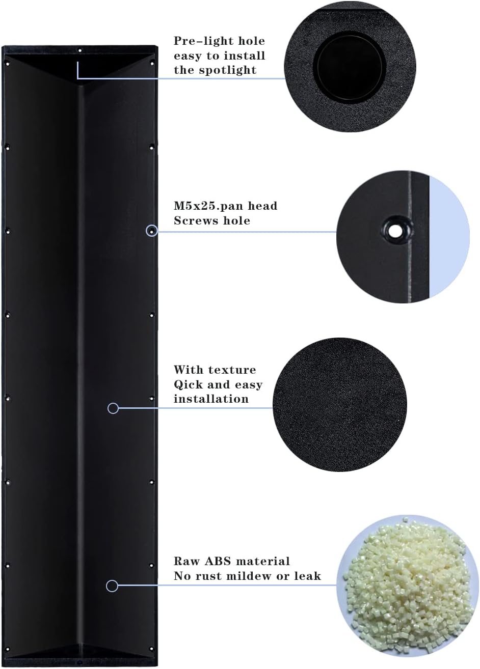 Uni-Green Corner Shower Niche, 14x60 Inch Tall Triangle Bathroom Shelf with 4 Adjustable Stainless Steel Shelves & Pre-Cut Light Hole, Black ABS Wall Recessed Storage for Shower and Bathtub