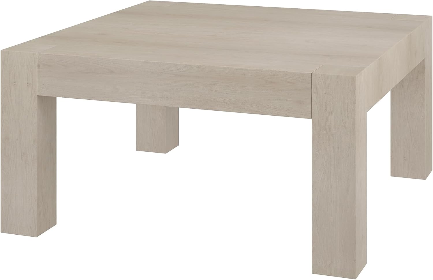 Henn&Hart 34' Square Coffee Table with Wood Top for Living Room, Family Room, Office, or Apartment, Beech White