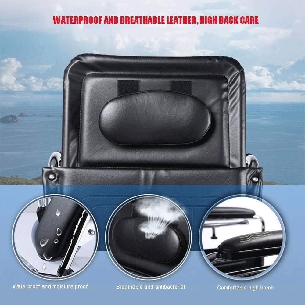Wheelchair,Old Man Folding Light Disabled Person Elderly Semi-Recumbent Portable Scooter, Steel and PU and High Elastic Sponge