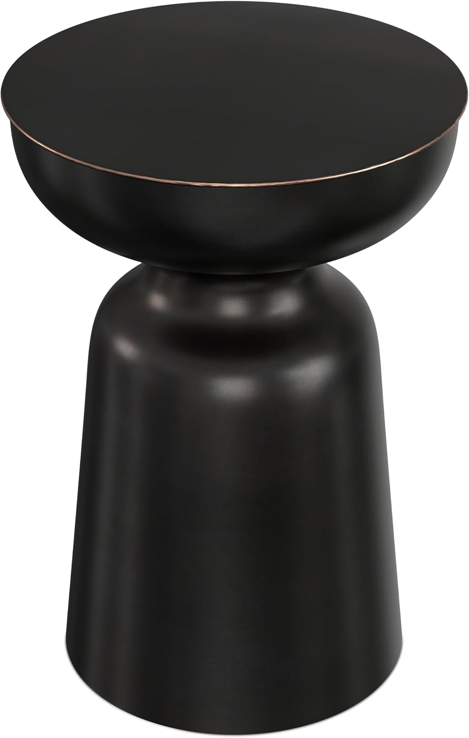 SIMPLIHOME Toby Metal Table - 18 inch Wide Solid Iron Drum Accent Table in Antique Copper, Industrial Side or End Table for Living Room, Bedroom or Entryway with Sculptural Design, Assembled