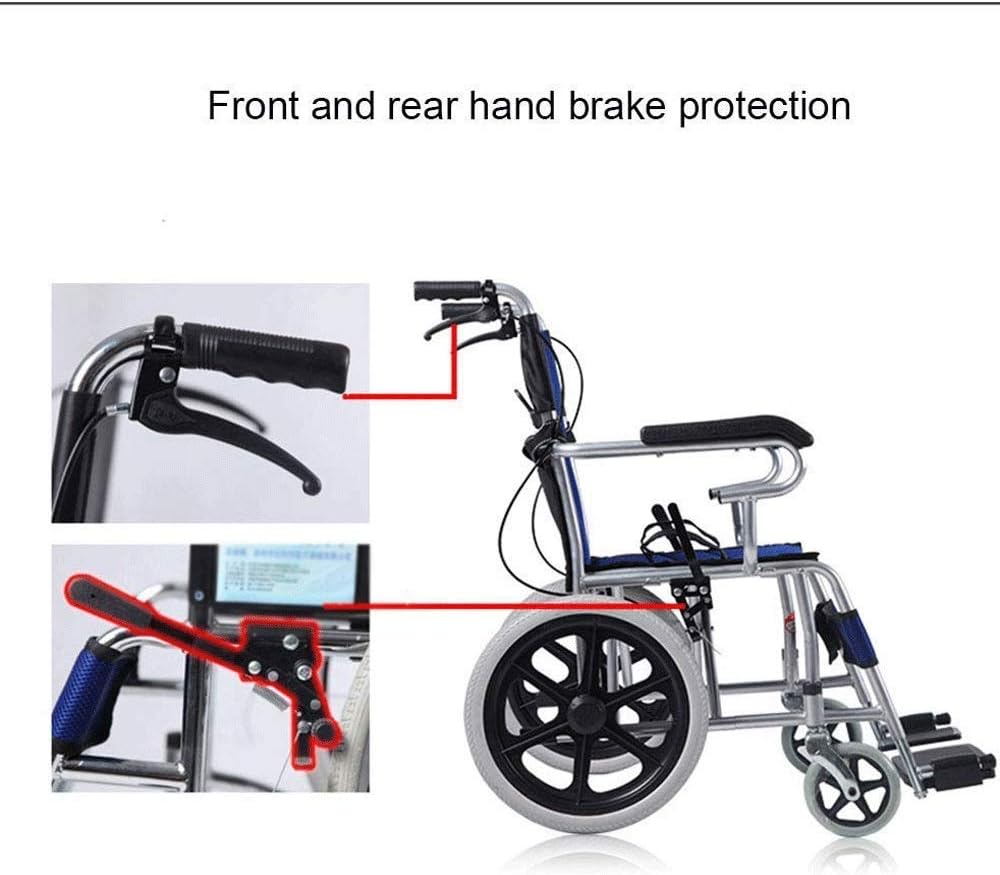 Wheelchair,Thick Aluminum Alloy Manual Wheelchair Folding Lightweight Elderly Disabled Elderly Portable Push Scooter, Aluminum Alloy