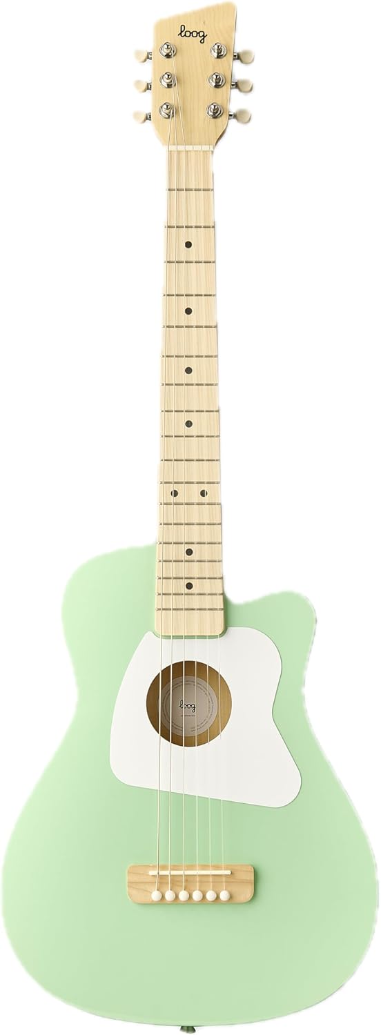 Loog Pro 6 Acoustic kids real guitar for Beginners Compact size Ages 9+ Learning app and Lessons included