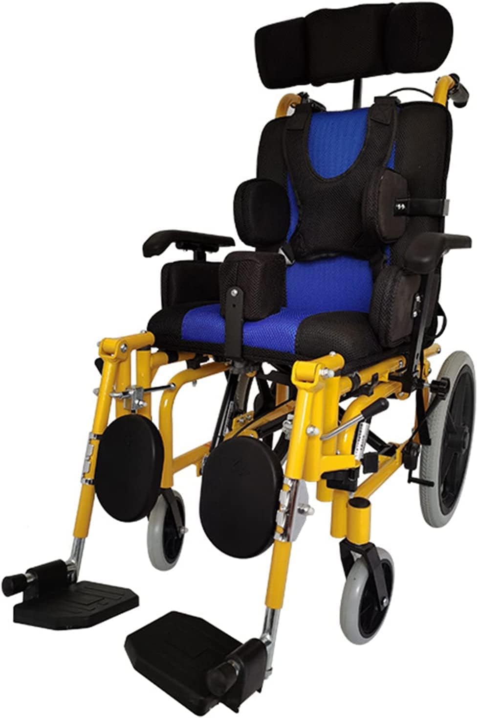 Mobile Cerebral Palsy Wheelchair for Children or Adults Lightweight Aluminum Alloy Reclining Wheelchair Adjustable Headrest Foldable Transport Wheel Chair Scooter for Handicap Driving Trolley (Color