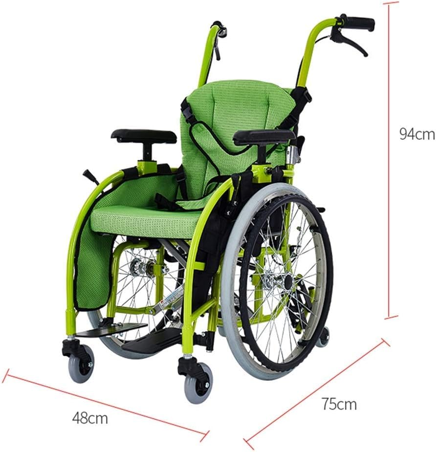 Wheelchair Childrenrsquo;S, Lightweight Aluminum Alloy Scooter Quick Fold with Anti-Overturn Device Breathable Seat Cushion Child Trolley,Portable (B)(B)