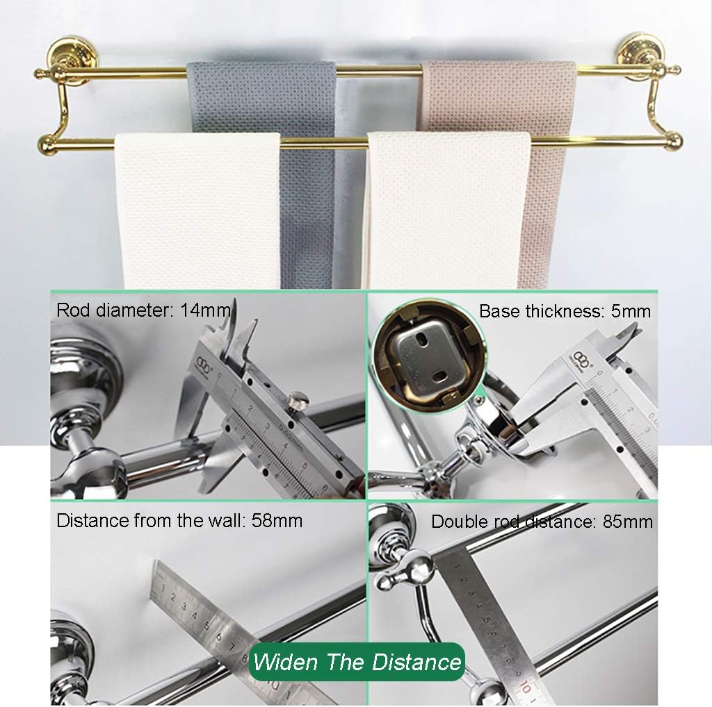 Stainless Steel Double Towel Rail for Bathroom Wall-Mounted Silver & Gold Towel Rack & Stylish Available in 3 Sizes - Perfect for Home Decor