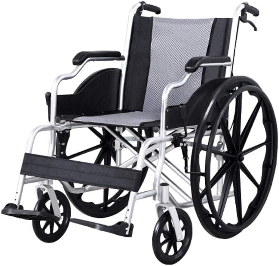 Wheelchairs Folding Wheelchair Lightweight Folding Aluminum Frame Comfortable Shock Absorber Tire Old Man Cart Multi-Function Travel Scooter