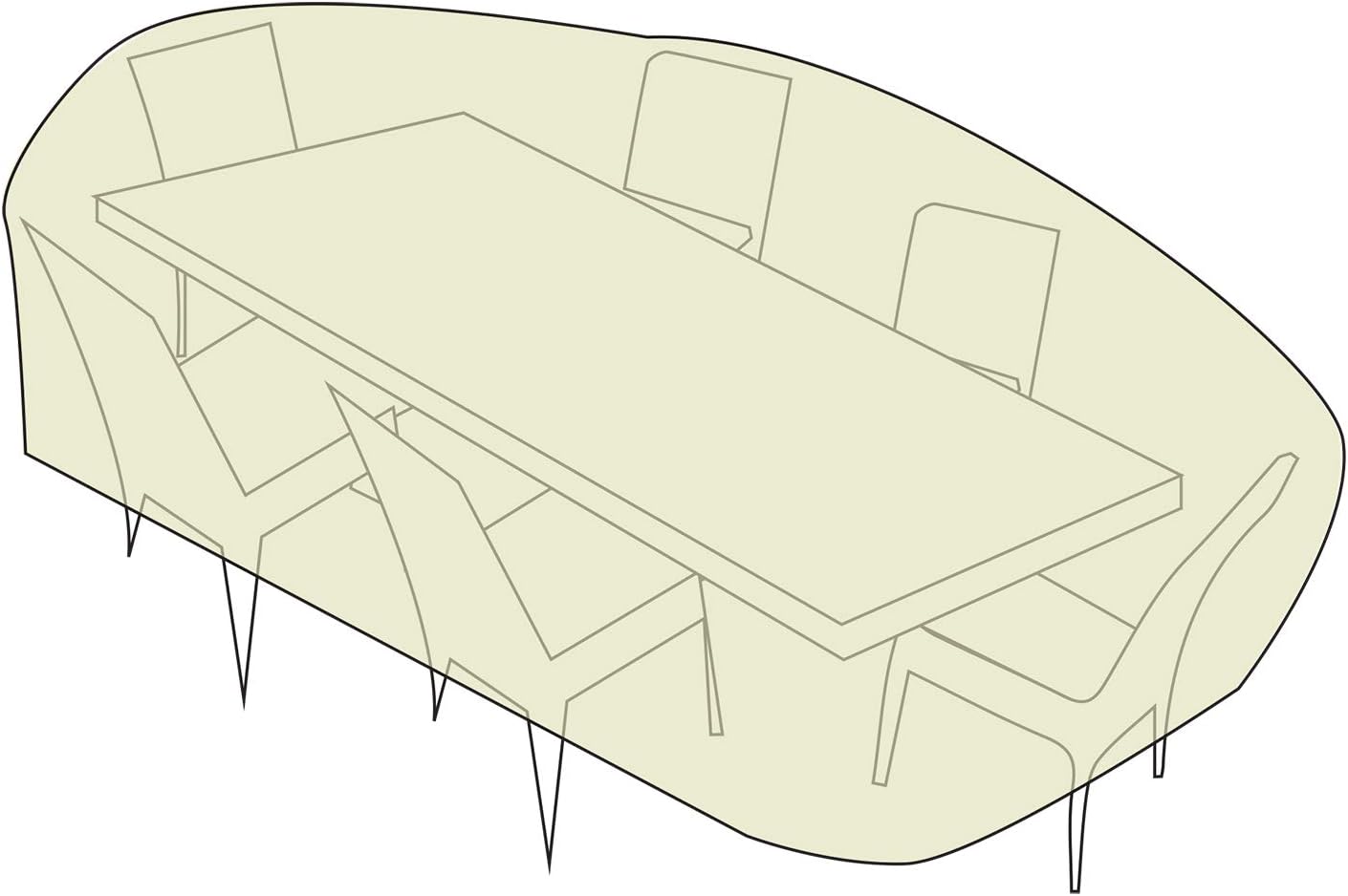 Home and Garden 2D-PF144845 Oval and Rectangle Table Set Cover with Level 4 UV Protection, 144-Inch, Khaki