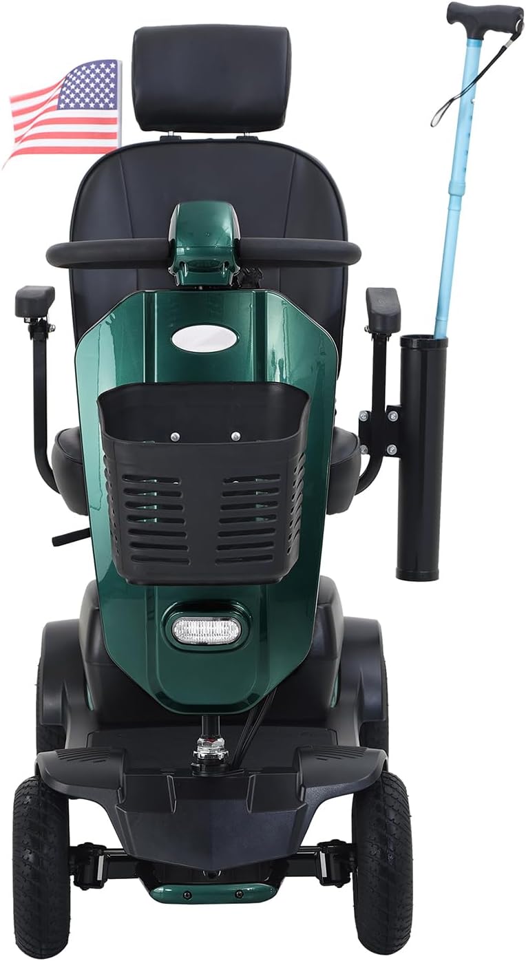 Mobility Scooters for Seniors & Adults 400 Lb Weight Foldable,All-Terrain Heavy Duty 4 Wheel Powered Scooter,Portable Disability Mobile Electric Wheelchair with Comfort Seat,15Miles,5MPH,Green