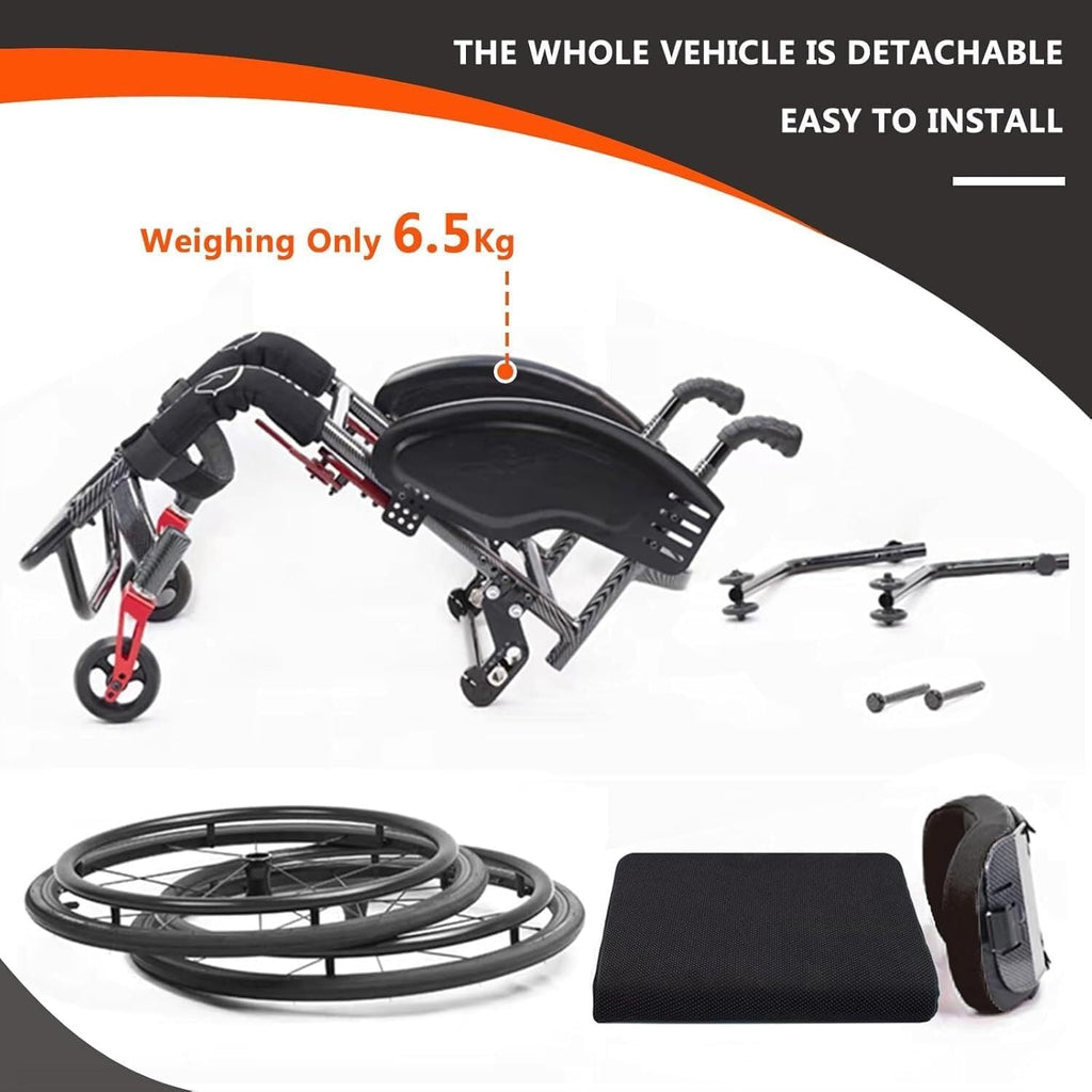 Aluminium Sports Wheelchair,Ultralight Transit Travel Wheelchair,Lightweight Transport Wheelchair,Portable Fast Self-Propelled Wheelchair,Quick Releasefor Rear Wheel,Manual Brake,Storage Bag(Hard Back