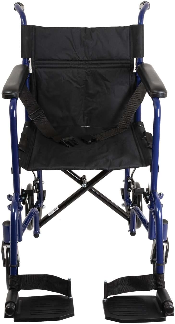 ProBaics Foldable & Portable Lightweight Transport Wheelchair with 19' X 16' Seat & Swing-Away Footrests, 300 lbs. Weight Capacity