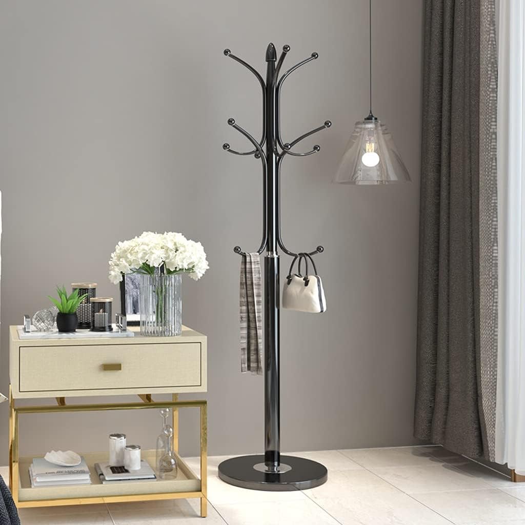 Modern Iron Coat Rack Stand for Hallway Living Room Bedroom Grey Floor Standing Shelf with Hanging Bag Hanger Corner Organizer for Jackets Hats Scarves Standing Coat Stand,Grey