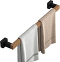 Bathroom Hardware Shelf Black Wood Bath Accessories Wall Mounted Towel Rack Bar Toilet Brush Hooks Paper Holder,Single Bar 50cm