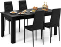 Giantex Dining Table Set for 4-6, Modern Rectangular Kitchen Table with 4 PVC Leather Dining Chairs, 330Lbs Space-Saving Dinette Set for Breakfast Nook, Kitchen, Restaurant, Cafe, Black (5-Pieces)