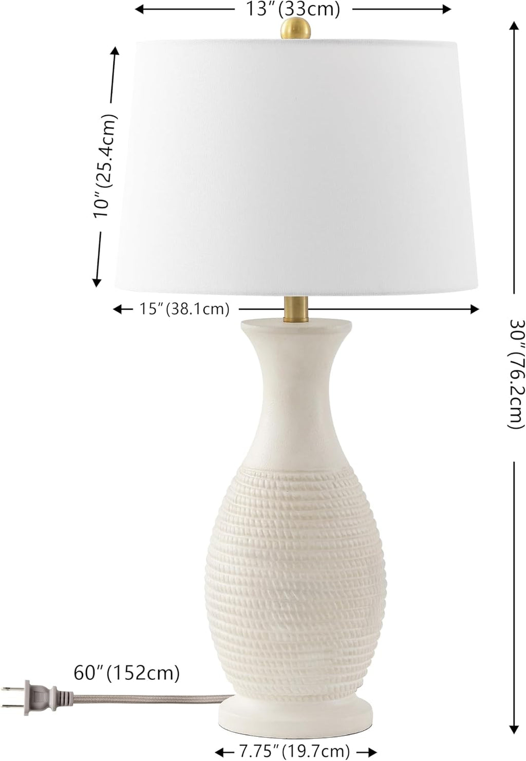SAFAVIEH Lighting Collection Bentlee Bone & White 30-inch Table Lamp Set of 2 (LED Bulbs Included)
