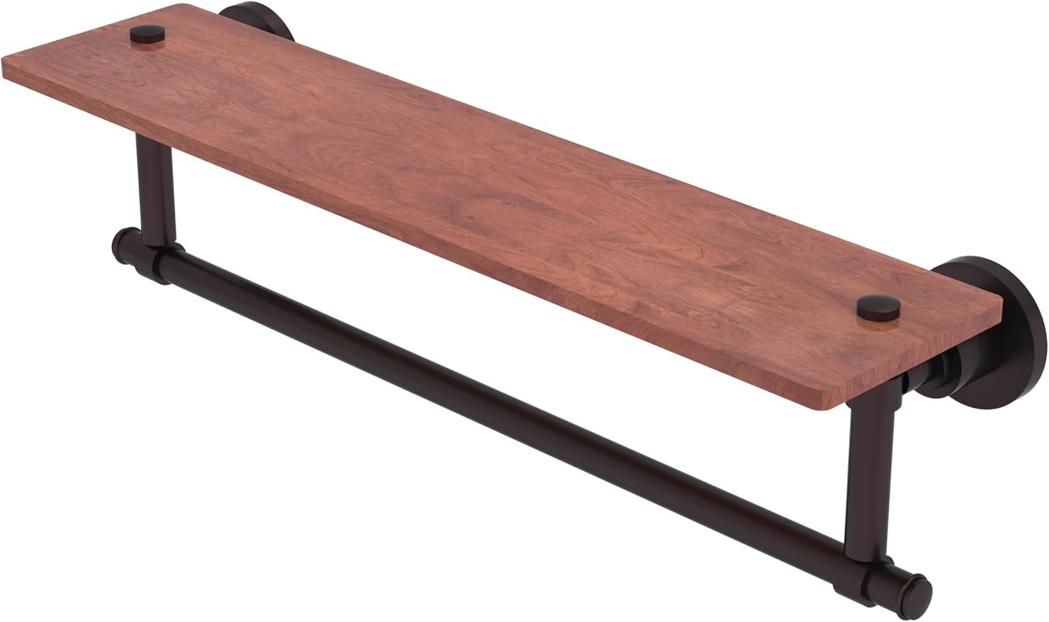 Allied Brass WS-1TB-22-IRW-ABZ Washington Square Collection 22 Inch Solid IPE Ironwood Integrated Towel Bar Shelf, Antique Bronze