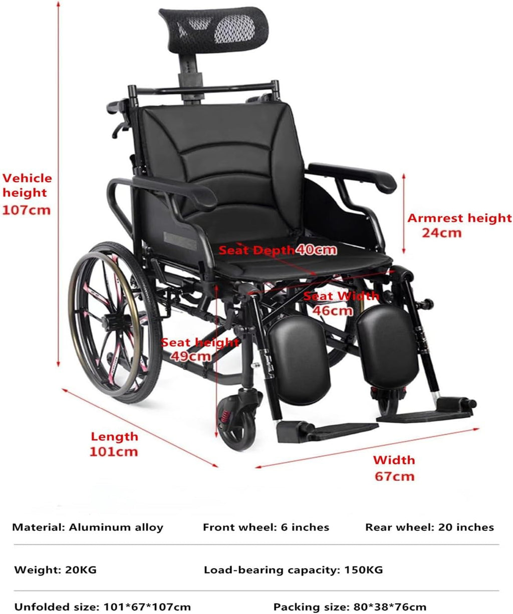 Lightweight Folding Wheelchair, Manual Wheelchair, Reclining Wheelchair, Shower Chair, Bathing Wheelchair, Mobility Scooter for The Elderly and Disabled