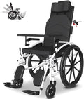 Lightweight Folding Transport Outdoor Comfortable Mobile Wheelchair Displacement Machine with 18' Wide Seat Foldable Transport Chair Folding Mobility Aid,Mobility Scooter with Toilet Bowl,
