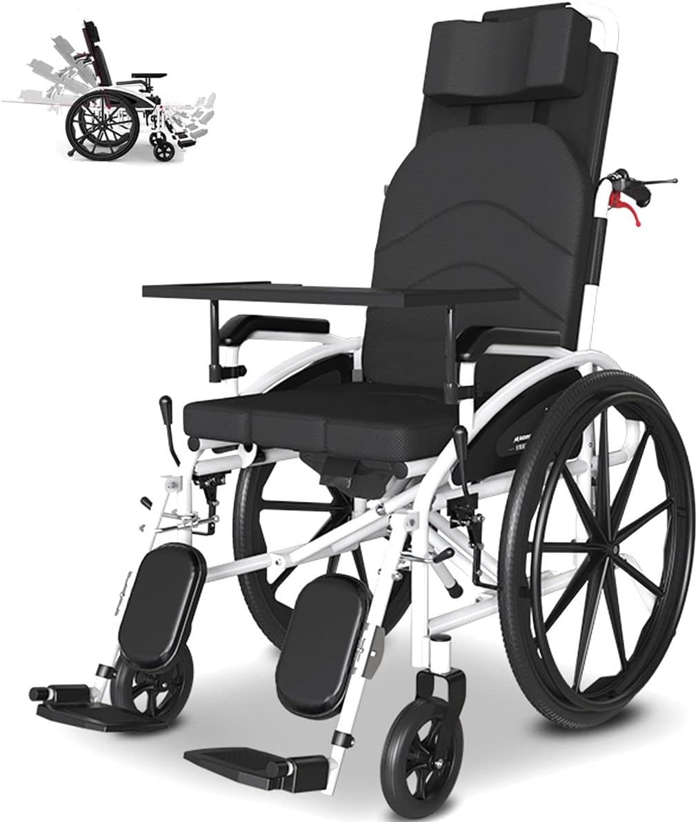 Lightweight Folding Transport Outdoor Comfortable Mobile Wheelchair Displacement Machine with 18' Wide Seat Foldable Transport Chair Folding Mobility Aid,Mobility Scooter with Toilet Bowl,