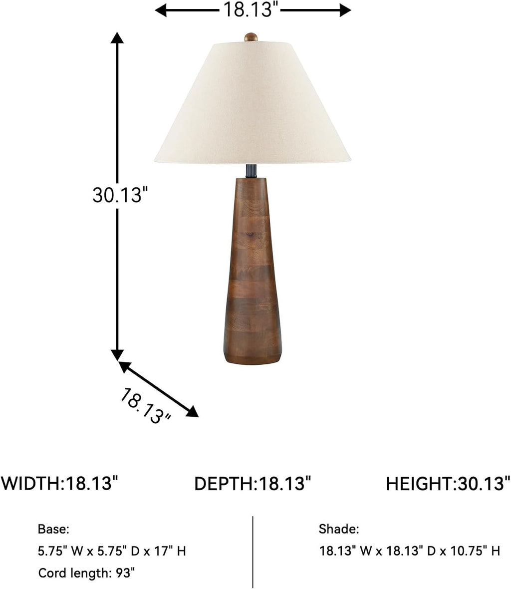 Signature Design by Ashley Danset Casual Contemporary UL Listed Table Lamp with Empire Hardback Fabric Shade and 3-Way Switch, Wood, 30.13' High, Brown