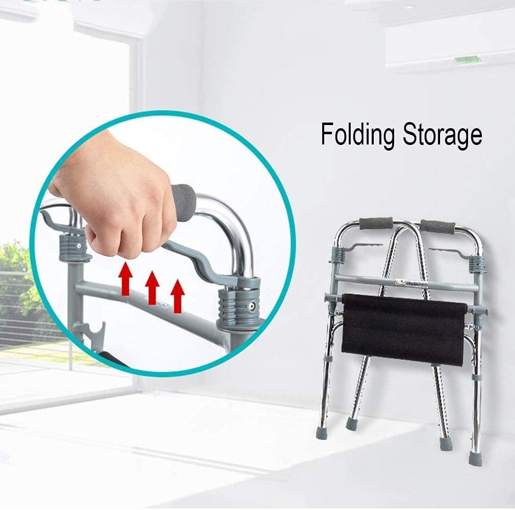 Folding Elderly Walker Lightweight Aluminum Alloy Walking Frame Daily Living Aid with Seat and Folding Handle Transport Chair