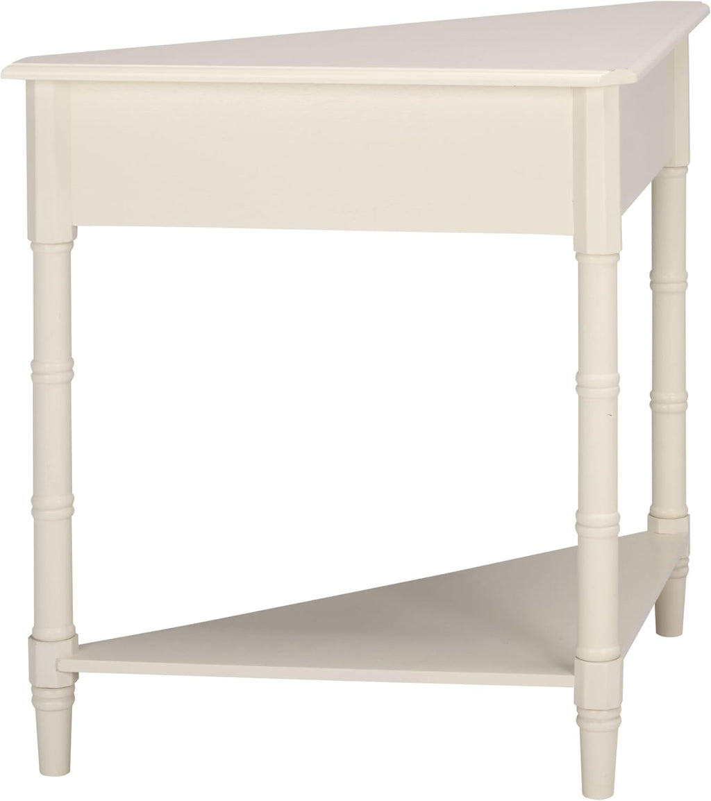 SAFAVIEH Furniture - Gomez 1-Drawer Corner Table - Distressed Cream - Solid Wood - Classic Corner Storage Design - Ideal for Entryway, Living Room, Home Office, 33.1'W x 17.3'D x 28'H (AMH5709C)