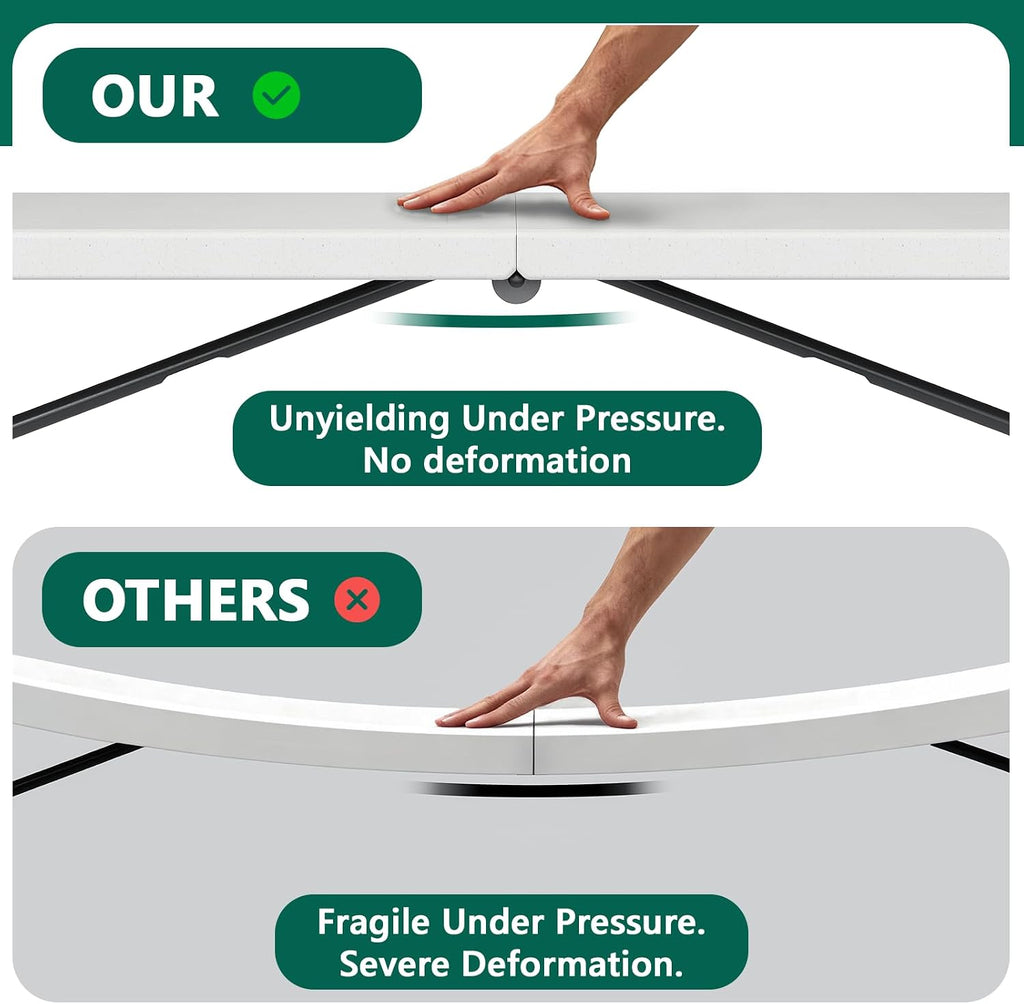 6FT Folding Table, Heavy Duty Plastic Fold-in-Half Utility Table with Handle, Portable Camping Picnic Table with Steel Legs for Indoor Outdoor Party, Dining, White,2 Pack