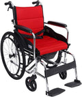 Wheelchair Foldable， Self-Propelled with Adjustable Pedals Non-Pneumatic Tire Honeycomb Breathable Cushdisabled/Elderly Push Scooter(Red)