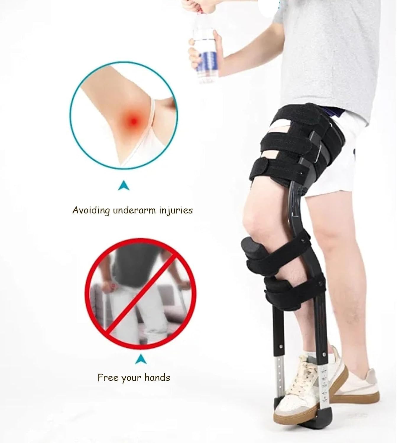 Leg Knee Mobility Support Hands Free Crutches for Adults Alternative to Crutches and Knee Scooters for Disability Elderly Injury Ankle Fracture