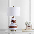 SAFAVIEH Lighting Collection Aileen Abstract Brown/ Gold Brushstroke 33-inch Bedroom Living Room Home Office Desk Nightstand Table Lamp (LED Bulb Included)
