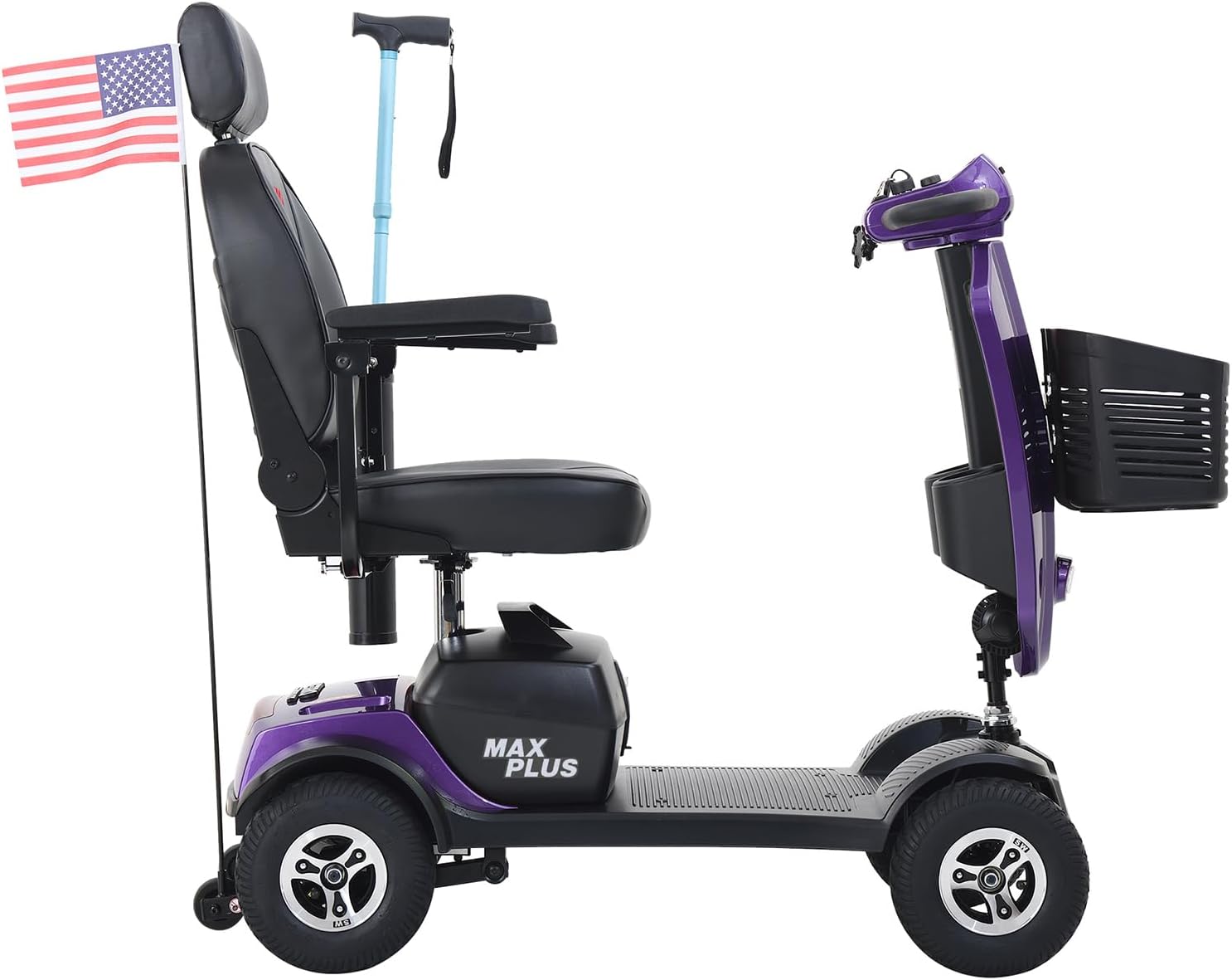 Mobility Scooters for Seniors & Adults 400 Lb Weight All Terrain,Heavy Duty 4 Wheel Powered Scooter,Luxury Seat and Front Rear Led Lights,Foldable Disability Electric Wheelchair,15Miles,Purple
