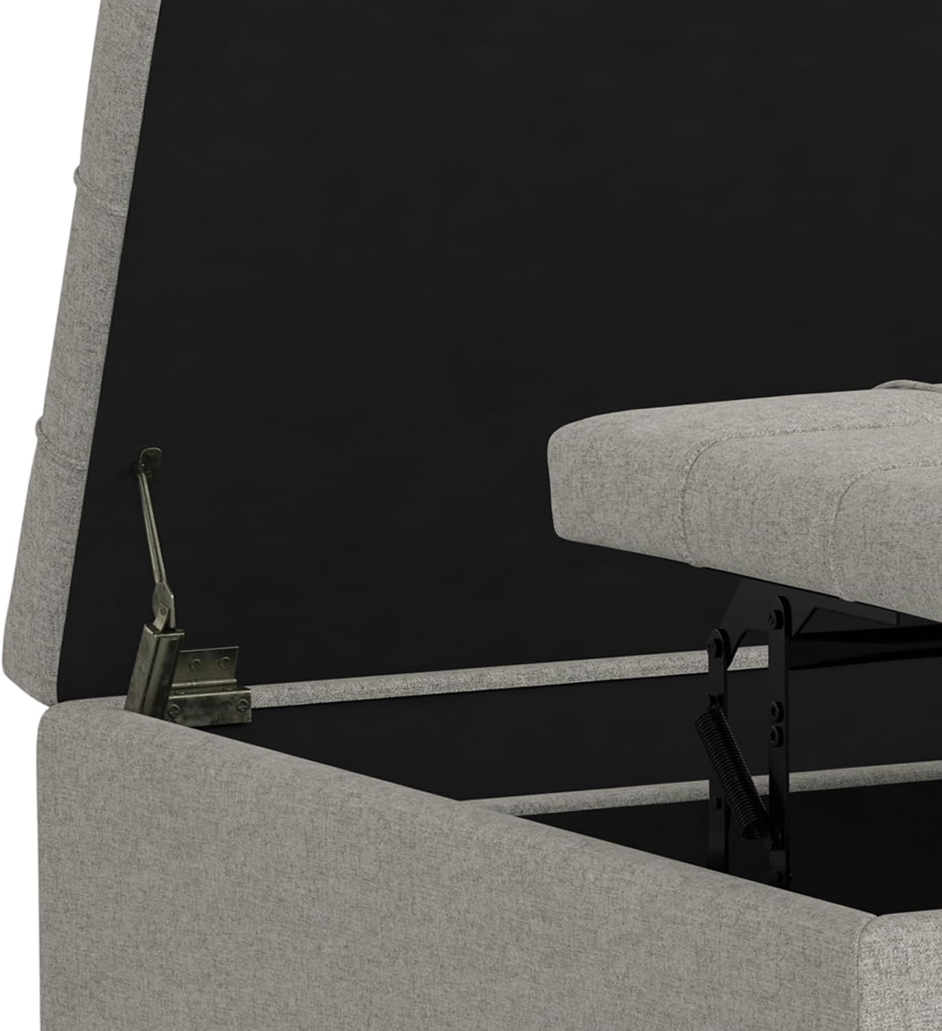 SIMPLIHOME Harrison Large Coffee Table Storage Ottoman - 40 inch Wide Upholstered Linen Look Fabric Square Lift-Top Ottoman in Cloud Grey, Transitional Bench for Living Room with Sturdy Base
